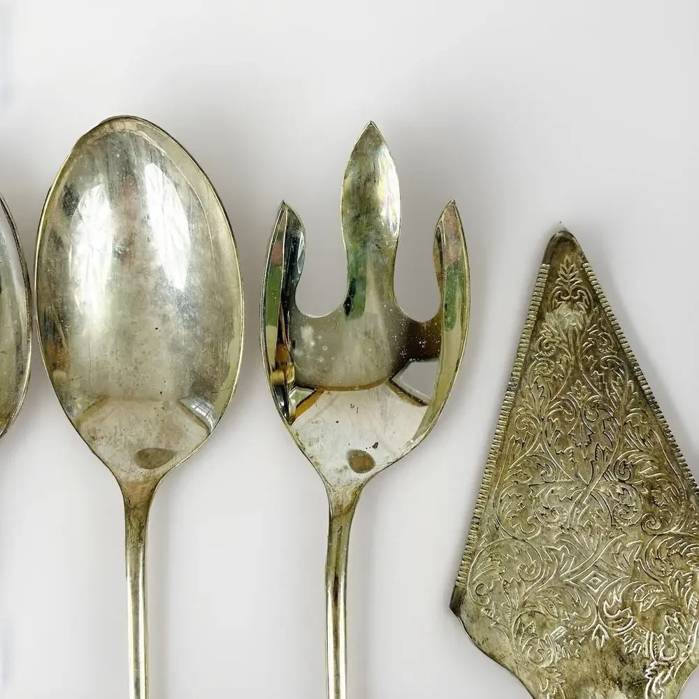 International Silver Lot 6 Silverplate Serving Utensils Cake Pie Spoon Fork